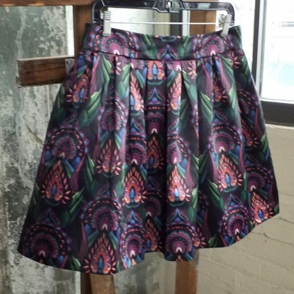 ALICE + OLIVIA Stora Pleated Poof High Waist Floral Mini Skirt, Size 10